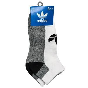 Adidas Low-Cut Socks 3 Pairs Black & White Size 6-12